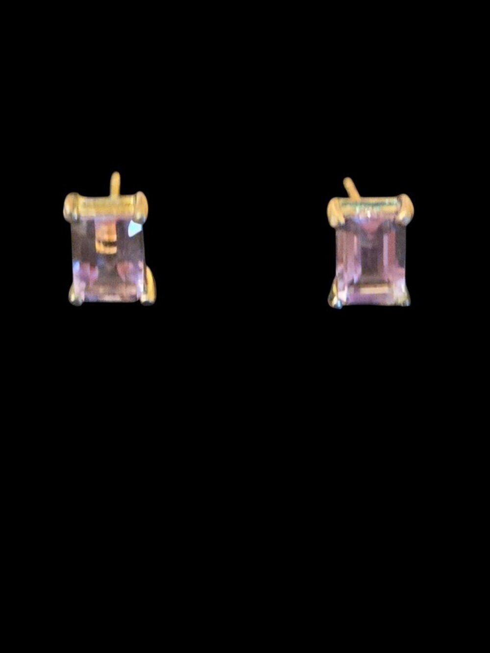 Sterling Silver Lavender Emerald Cut Necklace Stud Earring Set 925 Amethyst - Picture 4 of 11